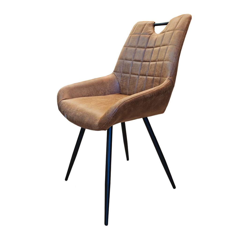 CHAISE DINA MICROFIBRE PIEDS NOIR METAL TISSU MARRON 56 X 86 X 59.5 CM - Photo N°5