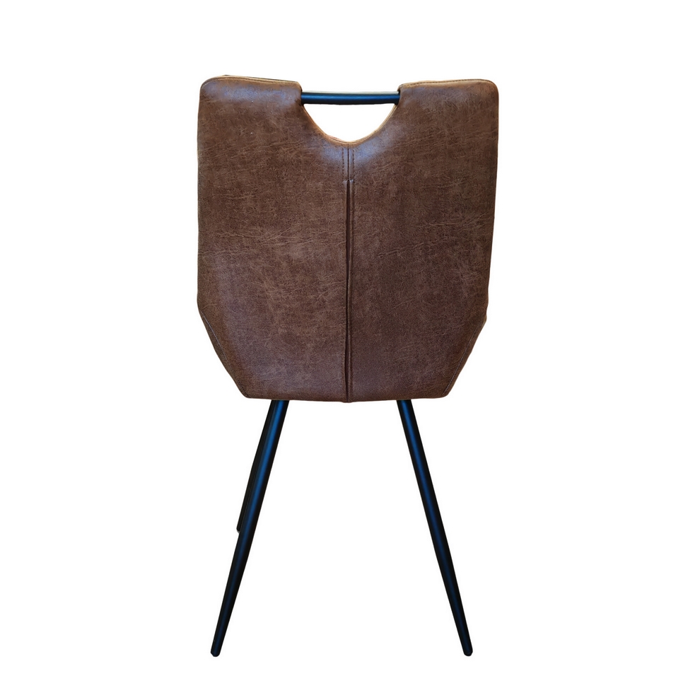 CHAISE DINA MICROFIBRE PIEDS NOIR METAL TISSU MARRON 56 X 86 X 59.5 CM - Photo N°4