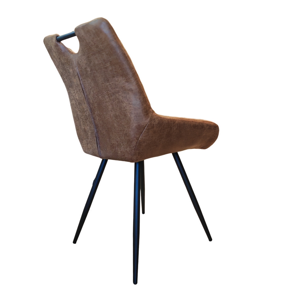 CHAISE DINA MICROFIBRE PIEDS NOIR METAL TISSU MARRON 56 X 86 X 59.5 CM - Photo N°3