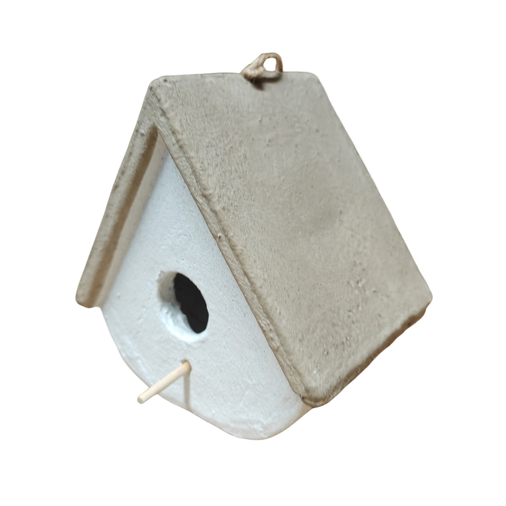 CABANE A OISEAUX TERRE CUITE BLANCHE A SUSPENDRE 17.5 X 18 X 13 CM - Photo N°3