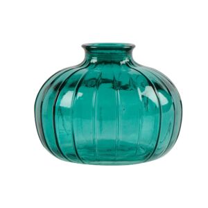 FLACON DECORATIF EN VERRE BOMBE BLEU PETROLE 10.5 X 8.5 X 10.5 CM