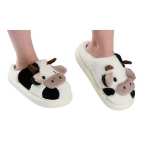 CHAUSSONS VACHE FOURRURE BLANCHE  et  NOIRE 40 - 41