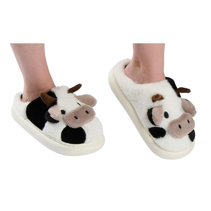 CHAUSSONS VACHE FOURRURE BLANCHE  et  NOIRE 40 - 41 - Photo N°1