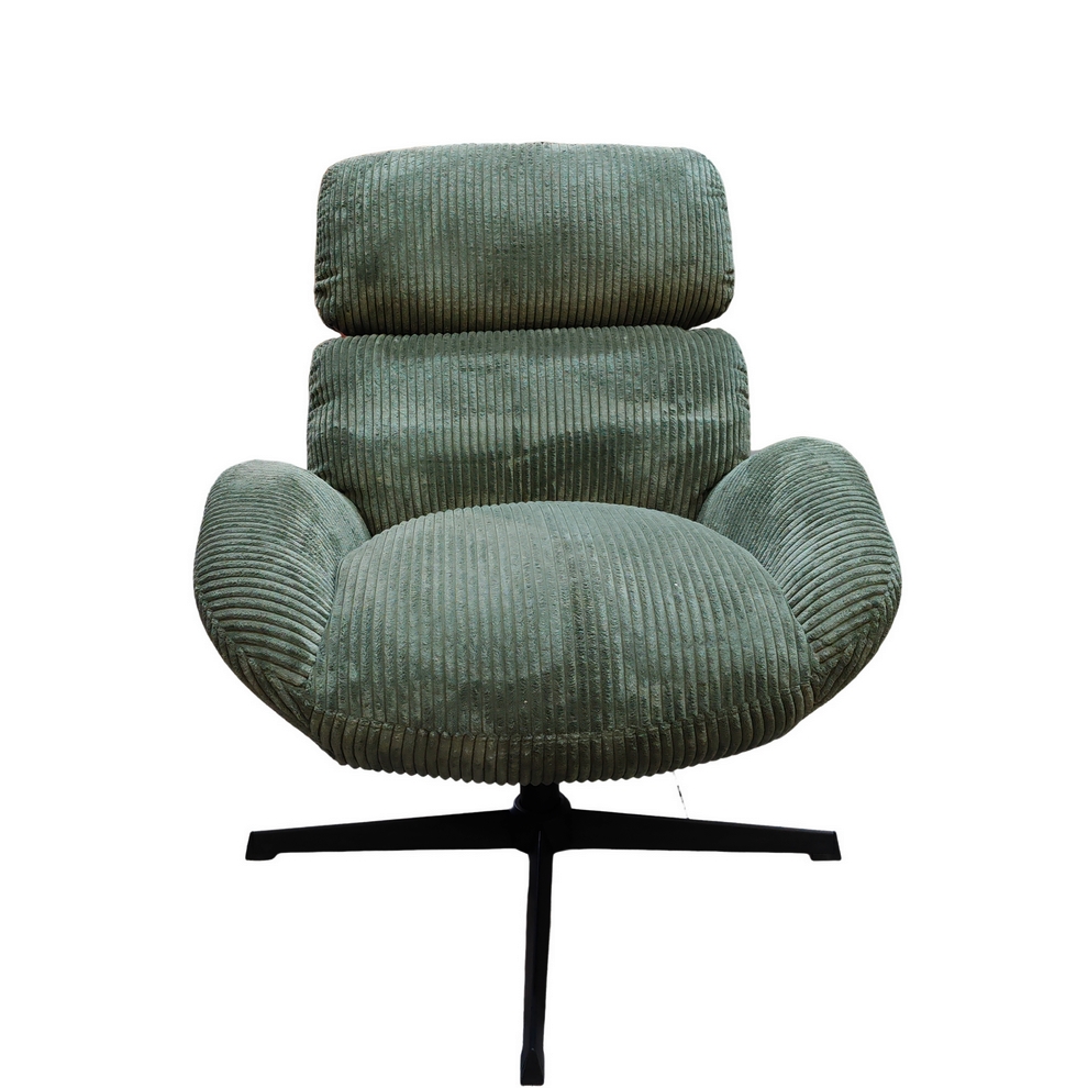 FAUTEUIL BISSETT PIVOTANT TISSU VELOURS GROSSES COTES KAKI  78 X 86 X 78 CM - Photo N°5