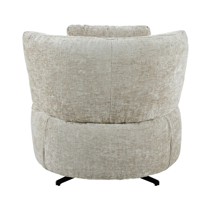 FAUTEUIL ROND PIVOTANT TISSU BEIGE  PIED NOIR H 85 X L 81 X P 90 CM - Photo N°3