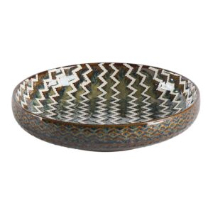 ASSIETTE CREUSE EBBA VERT BLEU INTERIEUR ZEBRURES BLANCHE 20.5 X 4.5 CM