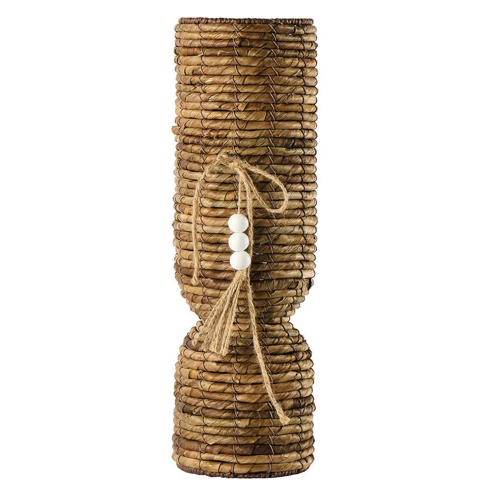 VASE CYLINDRIQUE DECORATIF FEUILLE DE BANANIER 14 X 45 X 14 - Photo N°1