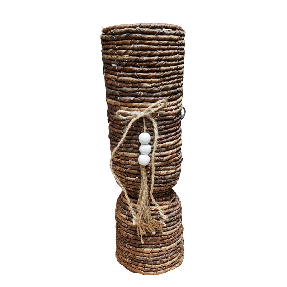 VASE CYLINDRIQUE DECORATIF FEUILLE DE BANANIER 14 X 45 X 14 - Photo N°3