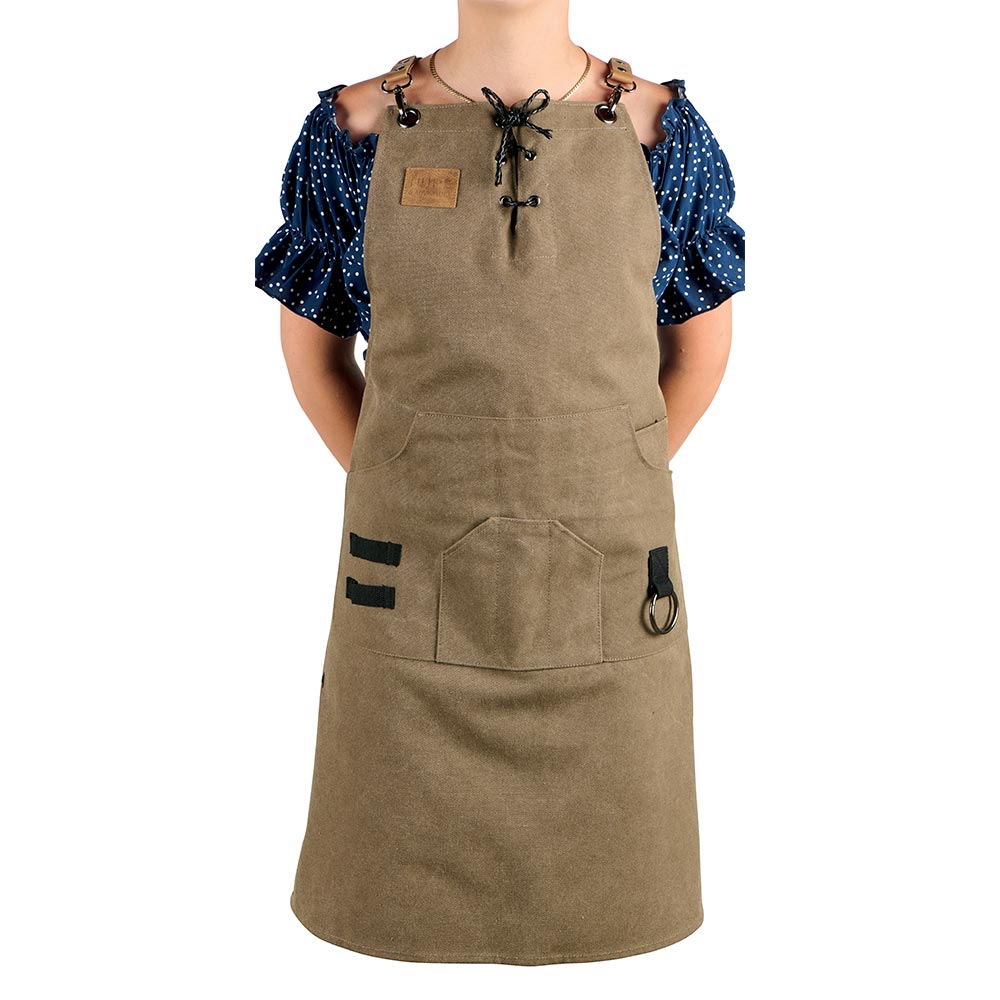 TABLIER MARRON 4 POCHES FAIT MAISON  100% COTON - Photo N°3