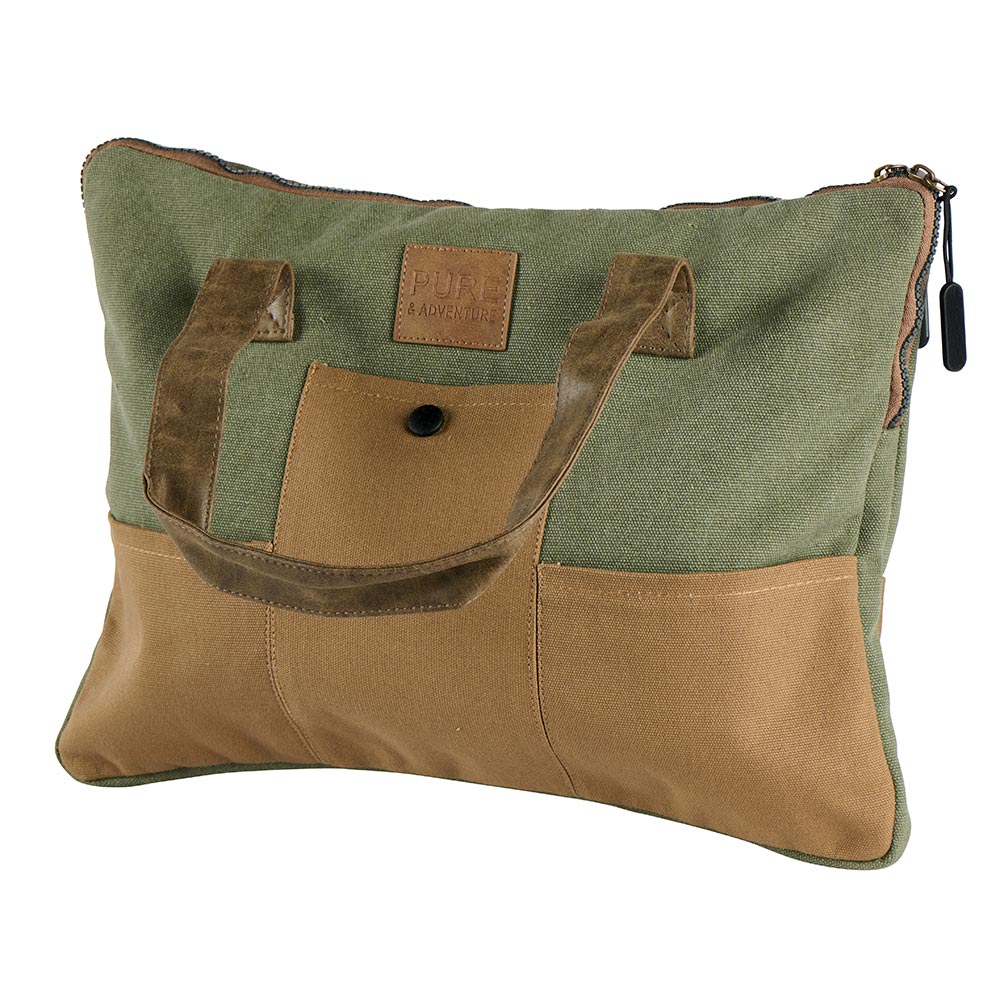 POCHETTE ZIPPE POUR PORTABLE TOILE VINTAGE KAKI 39 X 3 X 31 CM - Photo N°1