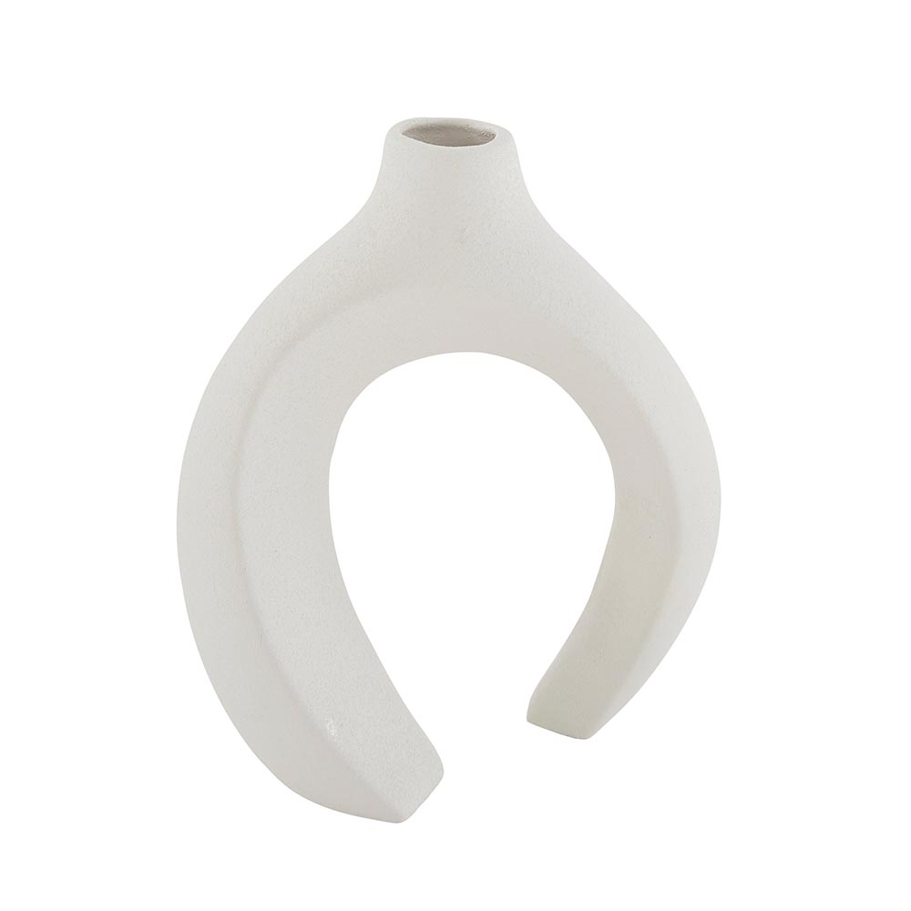 SET DE 2 VASES TERRES CUITES COLORIS BLANCS AJOURES AUX CENTRE 16 X 21.5 X 7 CM - Photo N°4