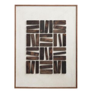 TABLEAU MURAL RECTANGULAIRE AVEC QUADRILLAGE EN BOIS RECYCLE  60 X 80 X 3.5 CM