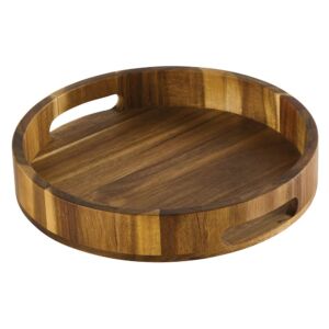 PLATEAU ROND EN BOIS D'ACACIA AVEC REBORD 30 X 5 X 30 CM