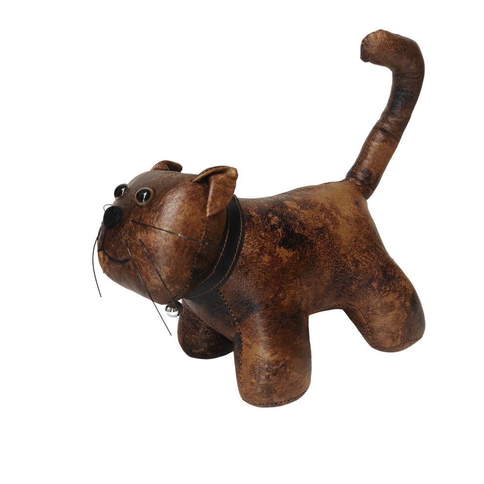 BLOQUE PORTE CHAT FACON VIEUX CUIR 27 x 20 x 14 cm - Photo N°4