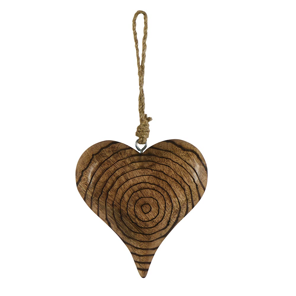COEUR EN BOIS DE MANGUIER ET FICELLE 14 x 16 x 2 cm - Photo N°1