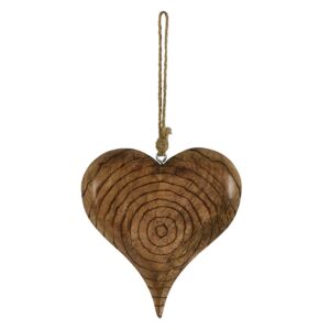 COEUR EN BOIS DE MANGUIER ET FICELLE 18 x 20 x 2 cm