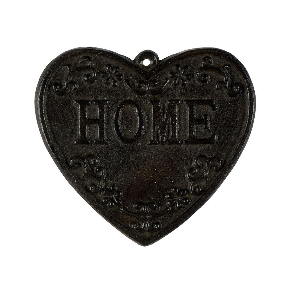 PLAQUE COEUR HOME  EN FONTE 16.5 X 15.3 CM - Photo N°1