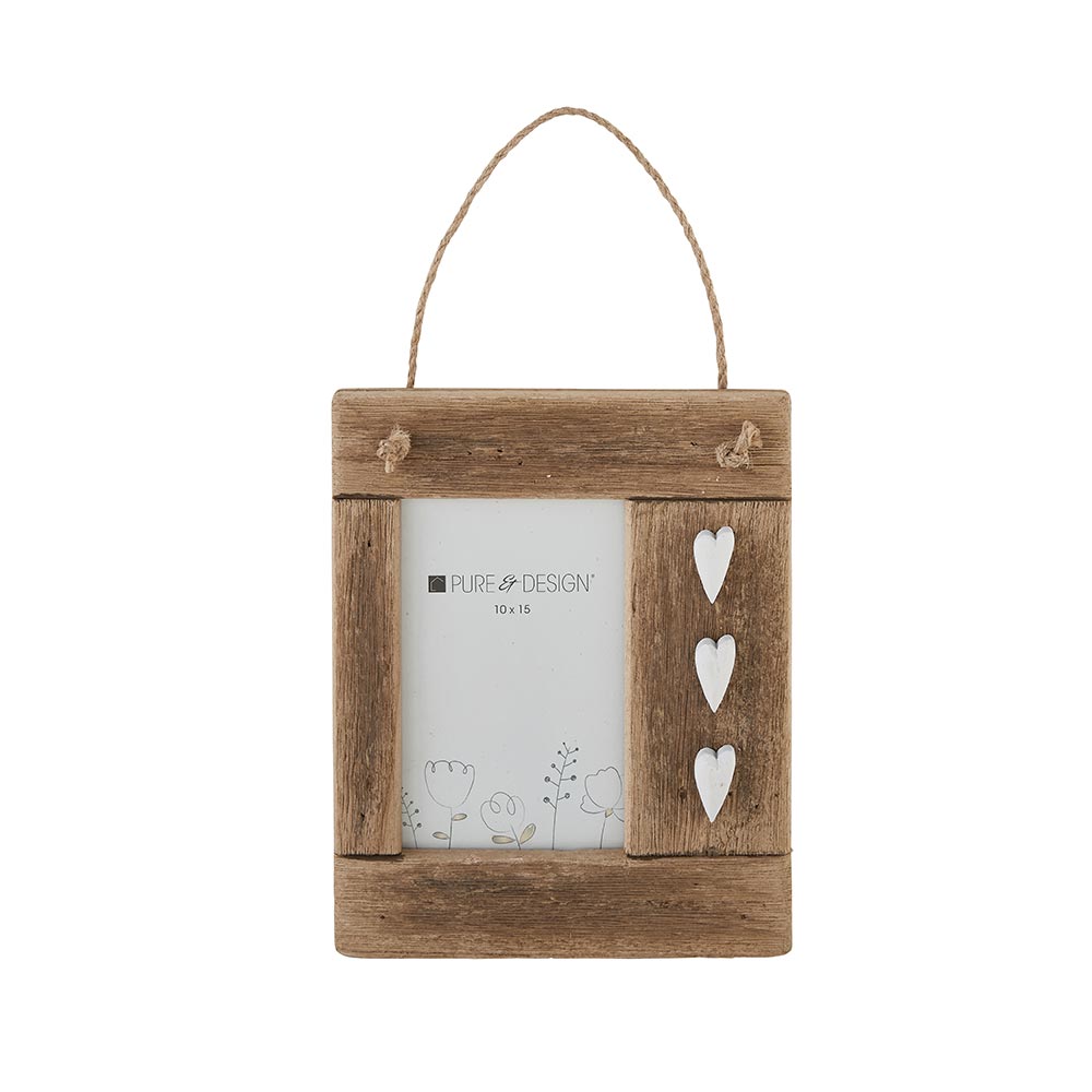 CADRE PORTE PHOTO MURAL BOIS RECYCLE FORMAT 10 X 15 CM DIM 22 X 18 X 2 CM - Photo N°1