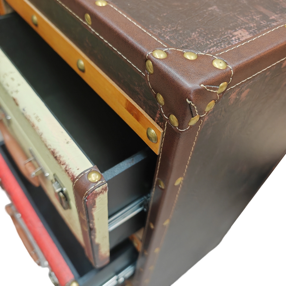 MEUBLE VALISE POUR RANGEMENT 6 TIROIRS MULTICOLORE 75 X 80 X 35 CM - Photo N°5