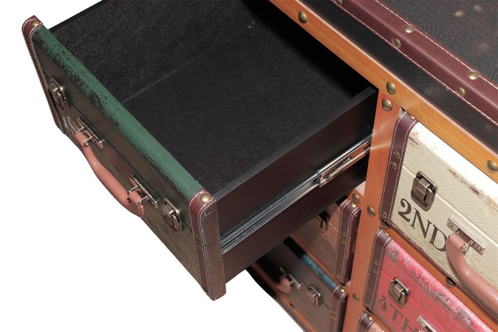 MEUBLE VALISE POUR RANGEMENT 6 TIROIRS MULTICOLORE 75 X 80 X 35 CM - Photo N°7