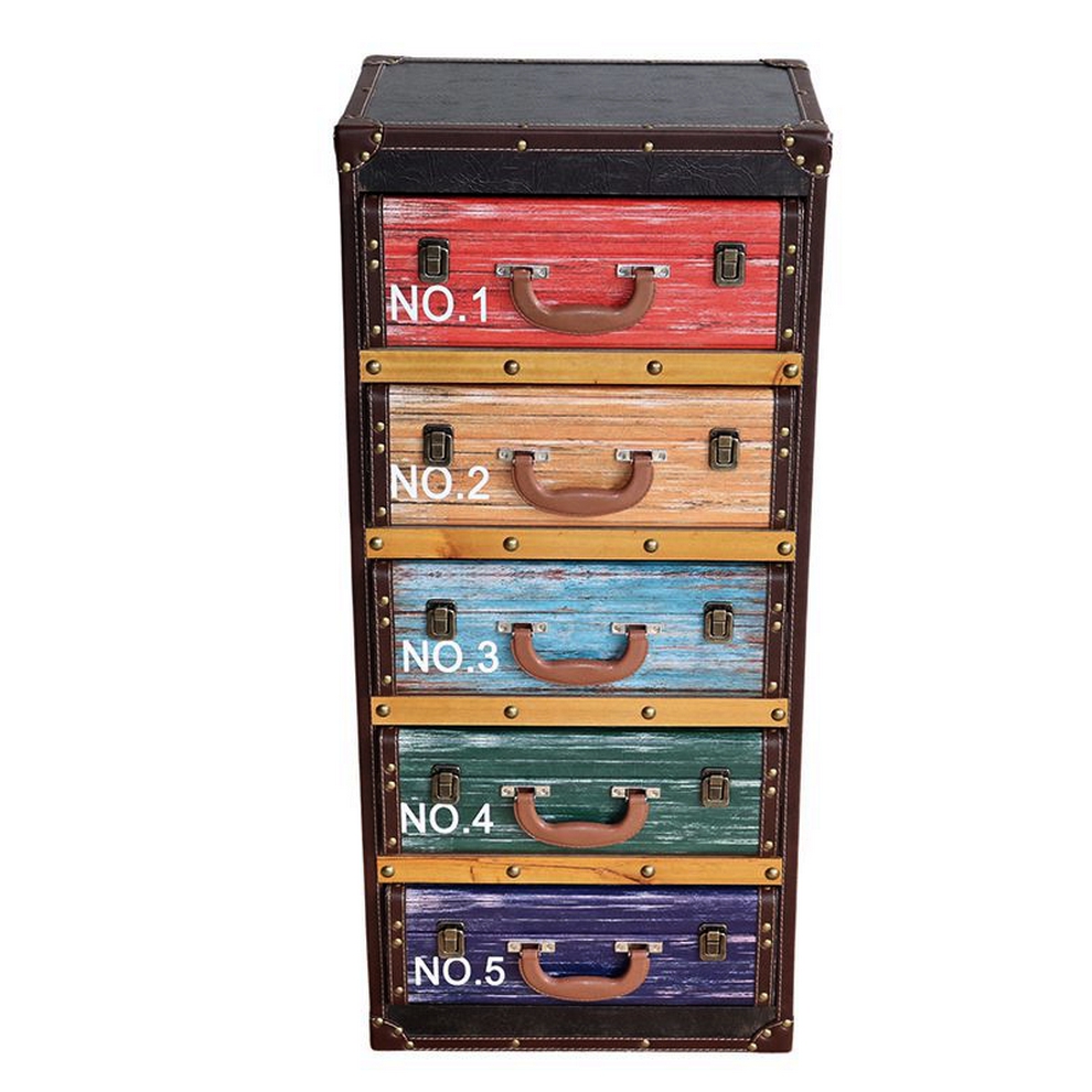 MEUBLE VALISE POUR RANGEMENT 5 TIROIRS MULTICOLORE 43 X 95 X 31 CM - Photo N°7