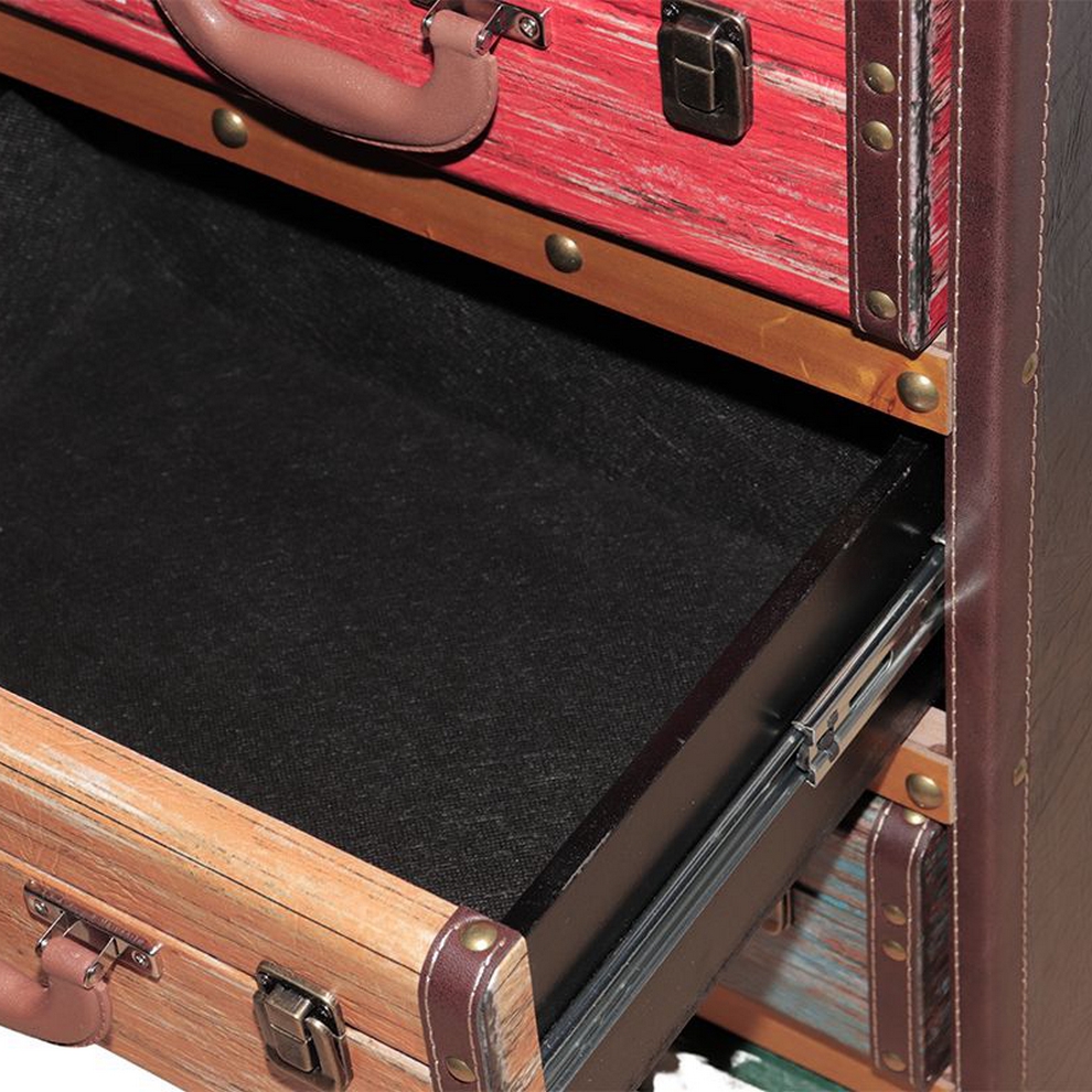 MEUBLE VALISE POUR RANGEMENT 5 TIROIRS MULTICOLORE 43 X 95 X 31 CM - Photo N°5