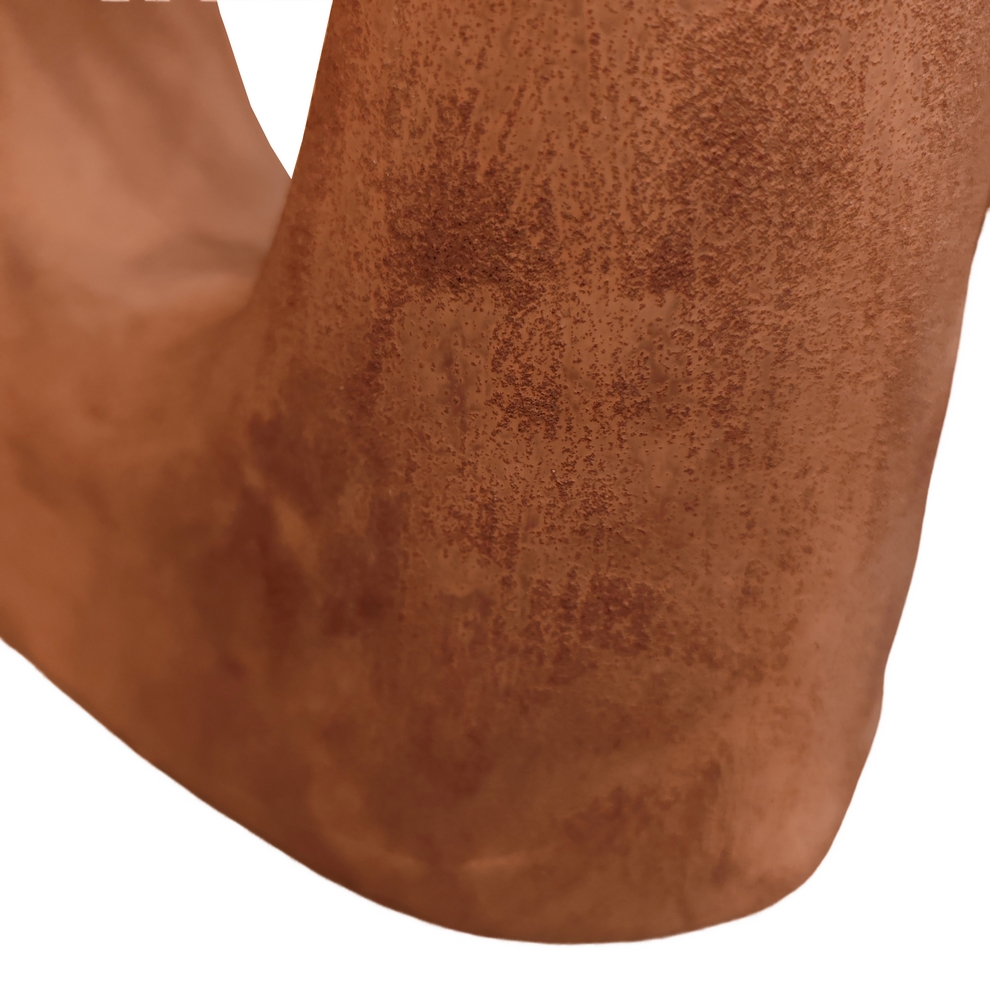 VASE TERRE CUITE COLORIS TERRACOTTA AJOURE AU CENTRE 28 X 48 X 8 CM - Photo N°2