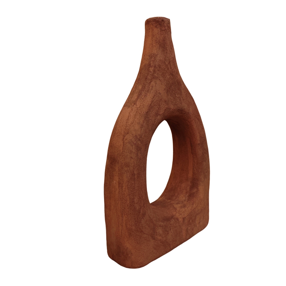VASE TERRE CUITE COLORIS TERRACOTTA AJOURE AU CENTRE 20  X 35 X 8 CM - Photo N°3