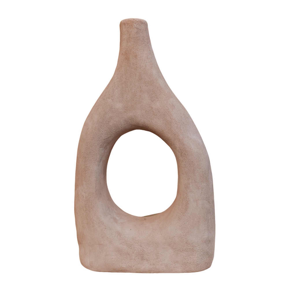 VASE TERRE CUITE COLORIS ARGILE AJOURE AU CENTRE 28 X 48 X 8 CM - Photo N°1