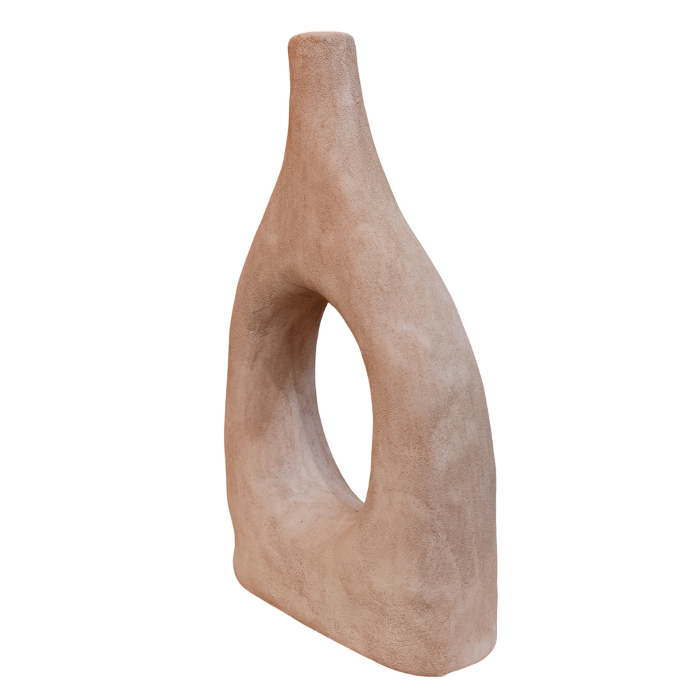 VASE TERRE CUITE COLORIS ARGILE AJOURE AU CENTRE 28 X 48 X 8 CM - Photo N°3