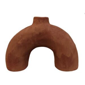 VASE TERRE CUITE EN ARCHE COLORIS OCRE 36 X 26 X 11 CM