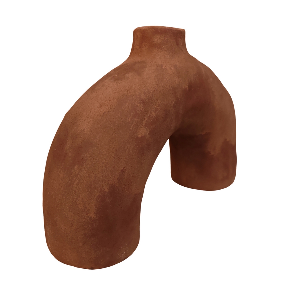 VASE TERRE CUITE EN ARCHE COLORIS OCRE 36 X 26 X 11 CM - Photo N°3