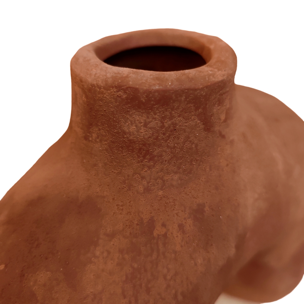 VASE TERRE CUITE EN ARCHE COLORIS OCRE 36 X 26 X 11 CM - Photo N°2