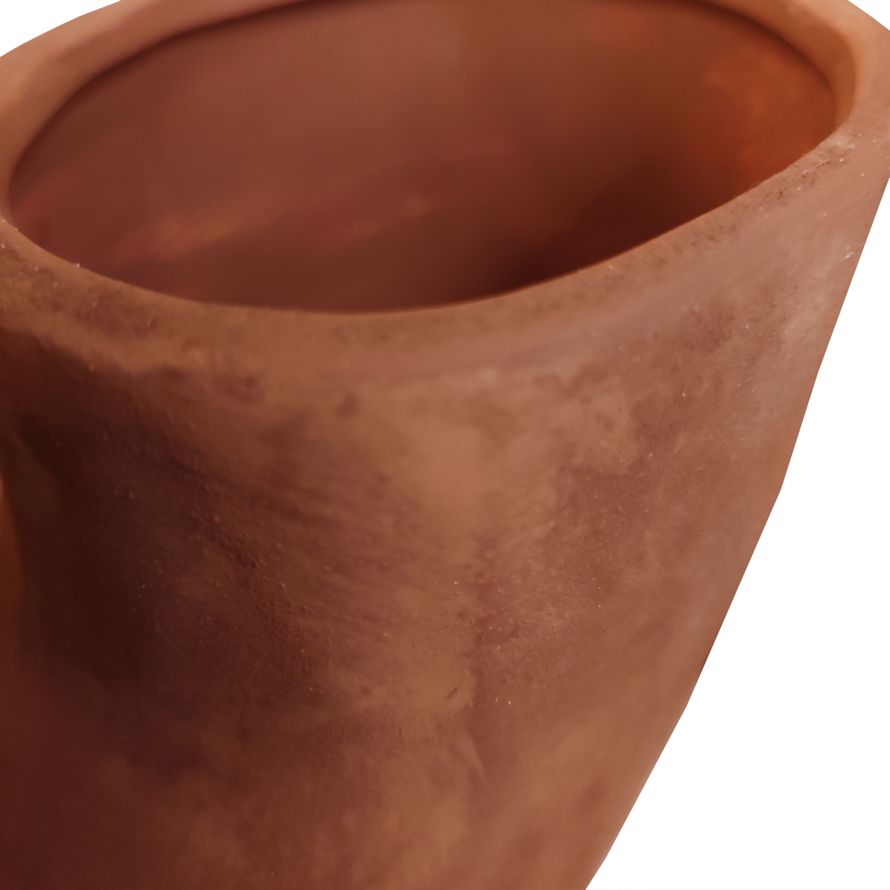 VASE TERRE CUITE 2 OUVERTURES COLORIS OCRE 31 X 34 X 11.5 CM - Photo N°4
