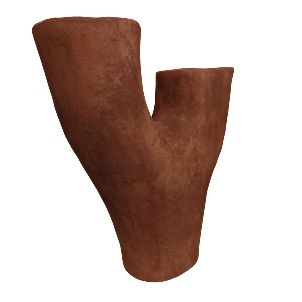 VASE TERRE CUITE 2 OUVERTURES COLORIS OCRE 31 X 34 X 11.5 CM - Photo N°2
