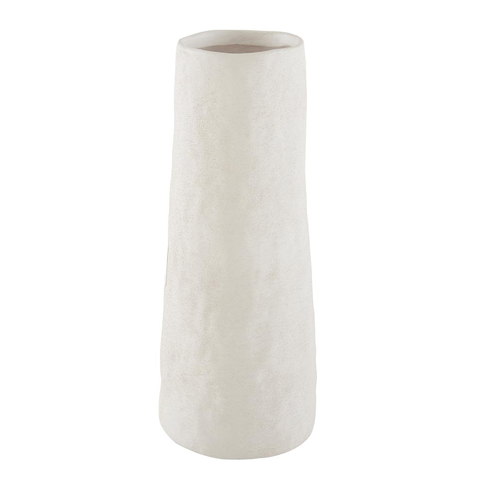 VASE CYLINDRIQUE HAUT EN TERRE CUITE BLANCHE PATINE 11.3 X 28.5 X 11.3 CM - Photo N°1