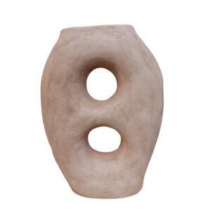 VASE TERRE CUITE COLORIS ARGILE DOUBLEMENT AJOURE AU CENTRE 20 X 27 X 8 CM