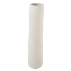 VASE CYLINDRIQUE HAUT EN TERRE CUITE BLANCHE PATINE 15.7 X 61 X 15.7 CM