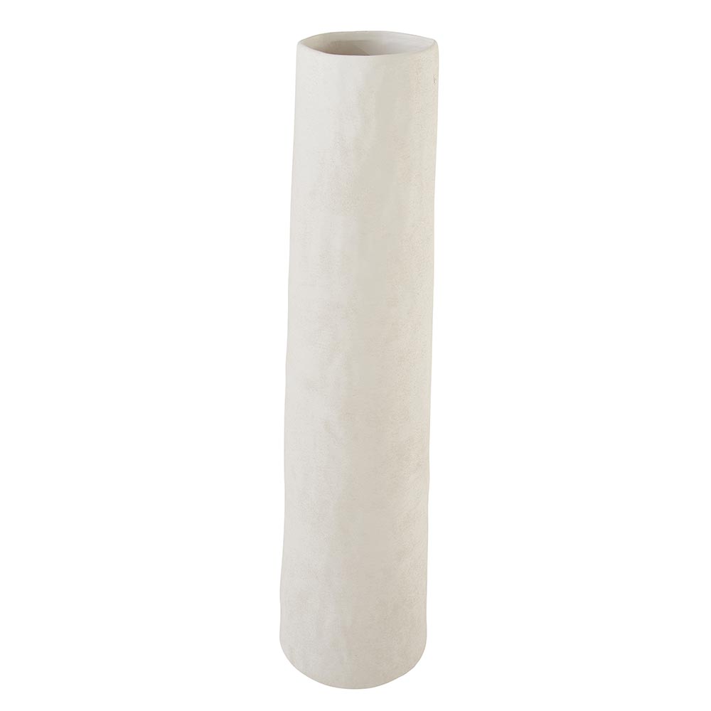 VASE CYLINDRIQUE HAUT EN TERRE CUITE BLANCHE PATINE 15.7 X 61 X 15.7 CM - Photo N°1