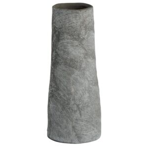 VASE CYLINDRIQUE HAUT EN GRES ANTHRACITE PATINE 10 X 20 X 10 CM