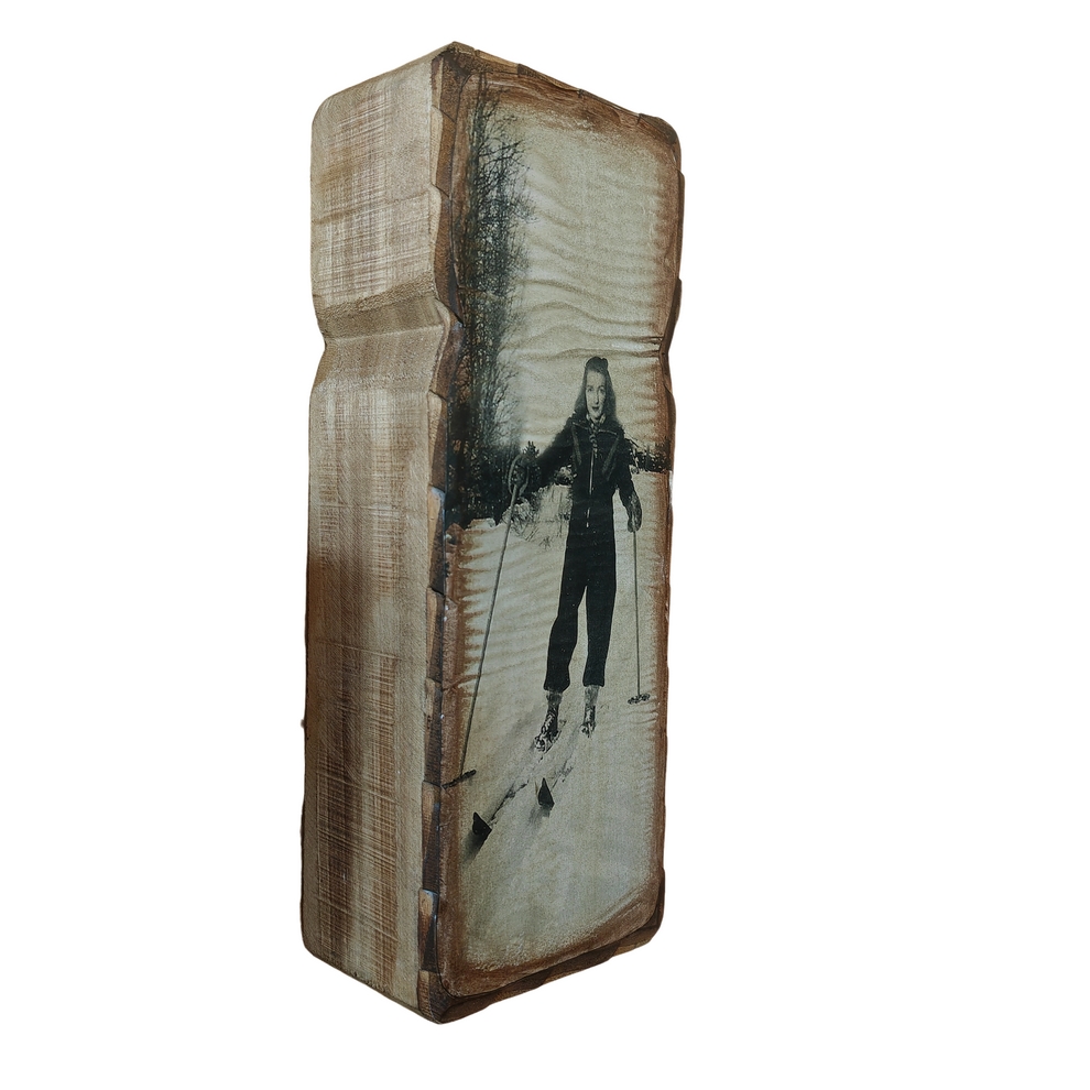 MOT SKI LETTRES DECOUPEES EN BOIS AVEC PHOTOS INCRUSTEES 74 X 39.5 X 10 CM - Photo N°3