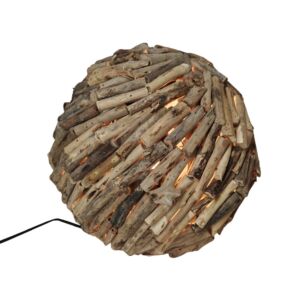 LAMPE SPHERE EN BOIS FLOTTE  DIAMETRE 35 CM
