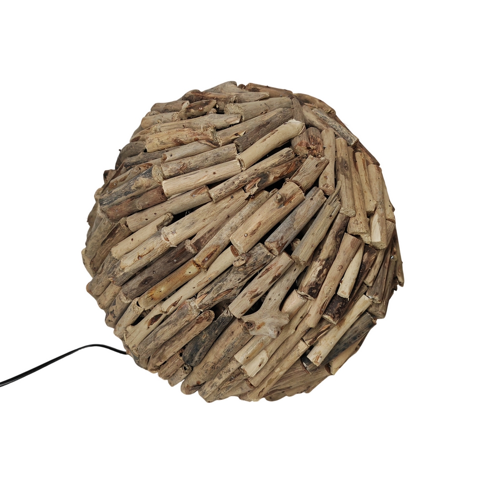 LAMPE SPHERE EN BOIS FLOTTE  DIAMETRE 35 CM - Photo N°2