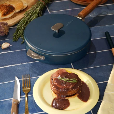LA MERVEILLEUSE POELE INOX 28 CM COULEUR BLEU MYRTILLE - Photo N°5