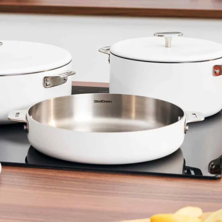 LA MERVEILLEUSE POELE INOX 28 CM COULEUR BLANC POLAIRE - Photo N°3
