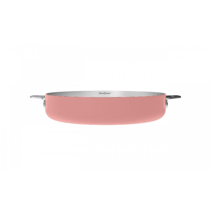 LA MERVEILLEUSE POELE INOX 28 CM COULEUR ROSE GUIMAUVE - Photo N°1
