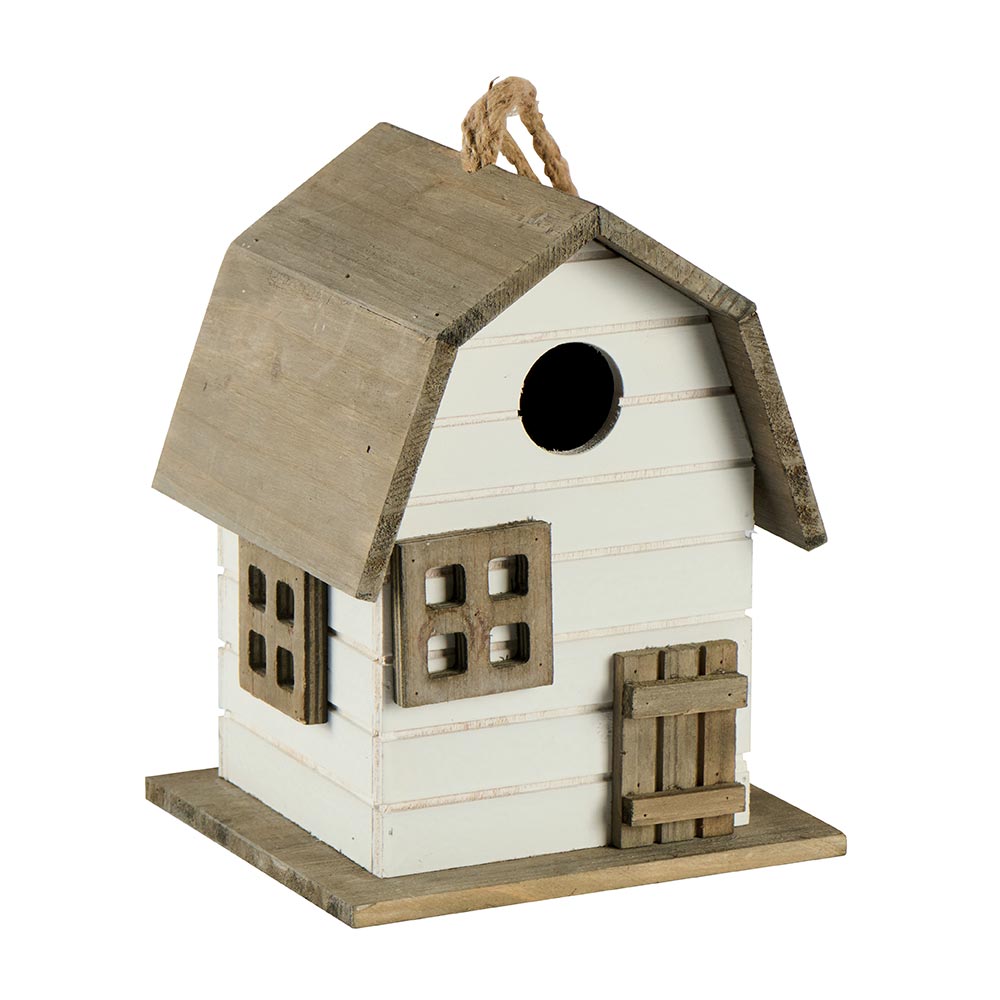 CABANE A OISEAUX TOIT GRISE ET BLANC 18 X 21 X 15.5 CM - Photo N°1