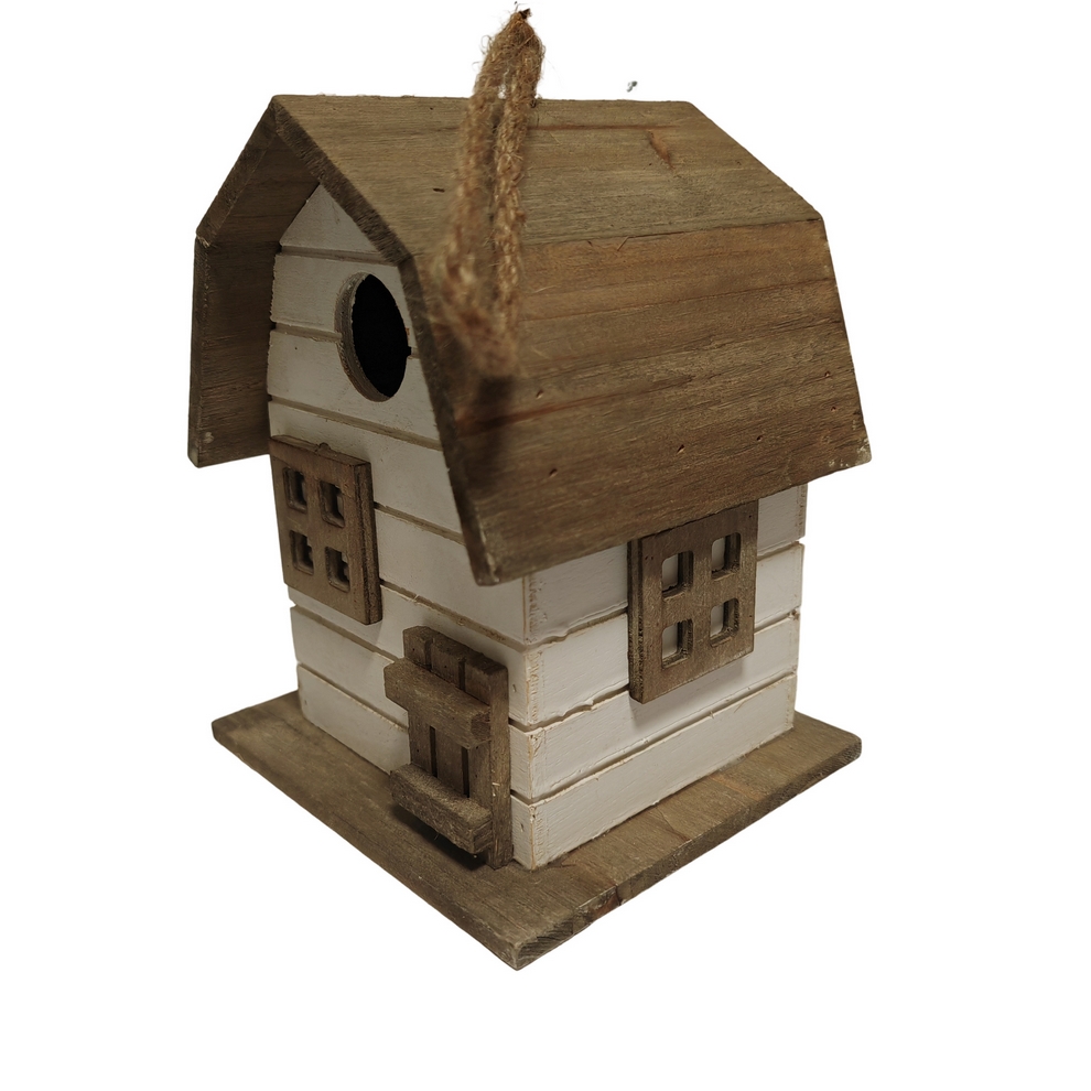 CABANE A OISEAUX TOIT GRISE ET BLANC 18 X 21 X 15.5 CM - Photo N°3