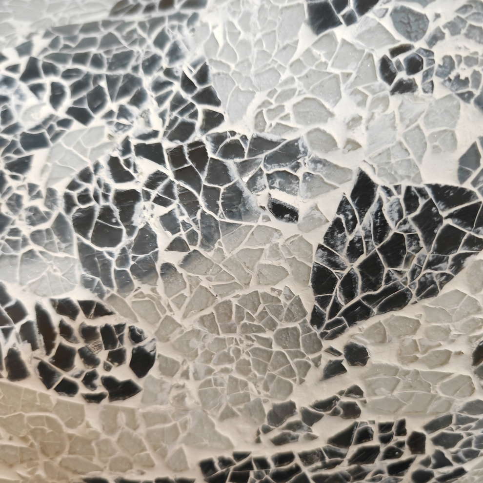LAMPE DONUT OR ET BLANCHE A POSER MOSAIQUE DE VERRE 80 CM - Photo N°5