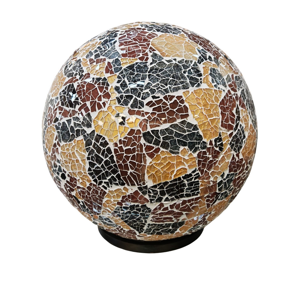 LAMPE BOULE EN VERRE MOSAIQUE OR ET GRIS 30 CM - Photo N°3